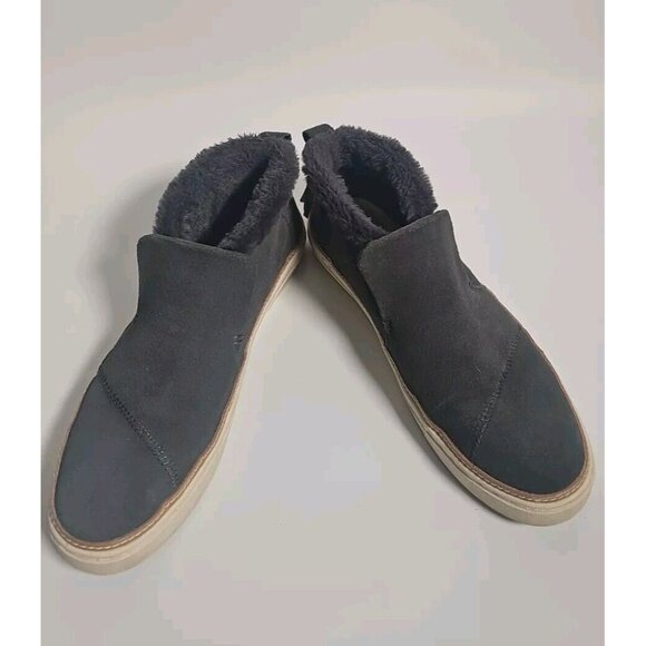 Toms Comfort Shoes Womens Size 6.5W Gray Paxton Suede Faux Fur Lined Slip On - Picture 7 of 12